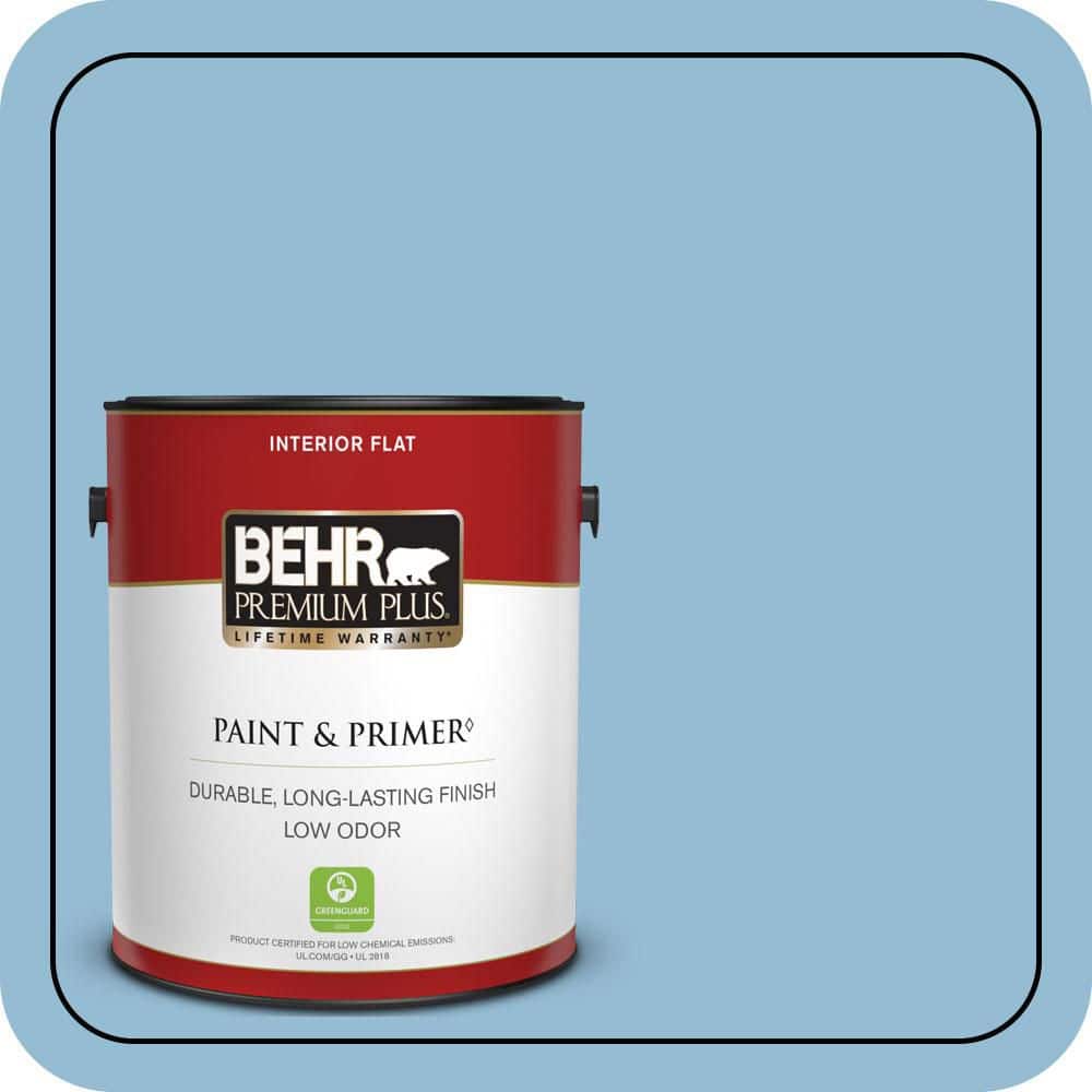 BEHR PREMIUM PLUS 1 gal. #M500-3 Blue Chalk color Flat Low Odor Interior Paint & Primer