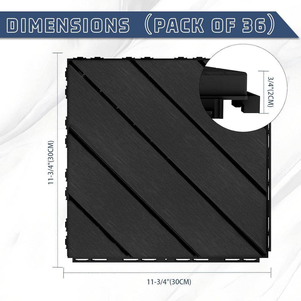 Afoxsos 36 Pack Plastic Interlocking Deck Tiles, 36 sq. ft 12" x 12" Patio Deck Tiles Waterproof Outdoor Indoor All Weather Use (2)