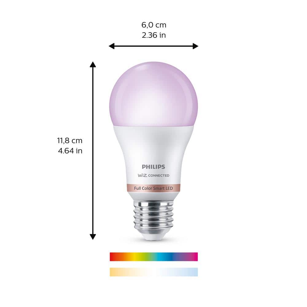 Philips Color and Tunable White A19 LED 60-Watt Equivalent Dimmable Smart Wi-Fi Wiz Connected Wireless Light Bulb (2-Pack) (4)