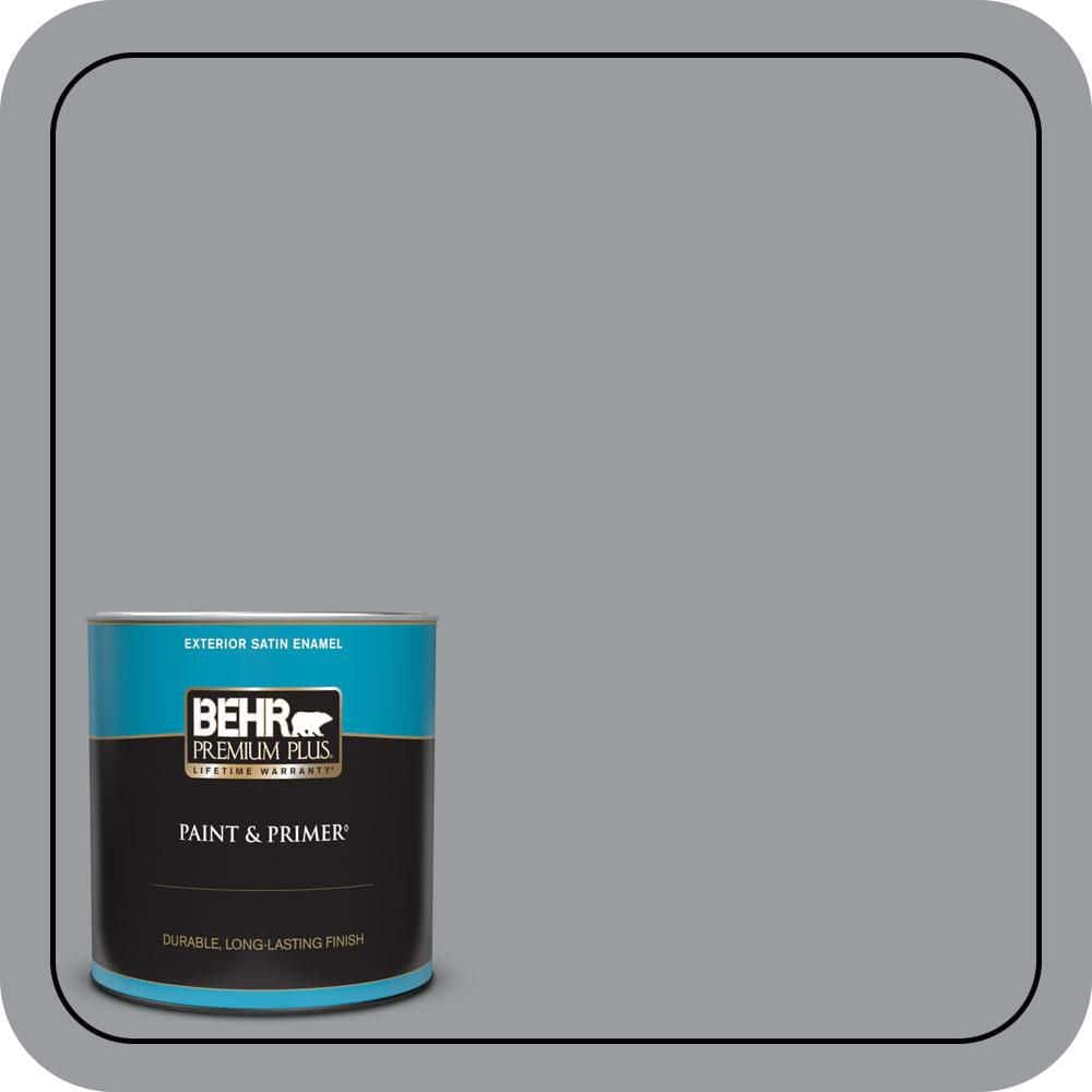 BEHR PREMIUM PLUS 1 qt. #N500-4 Pencil Sketch Satin Enamel Exterior Paint & Primer