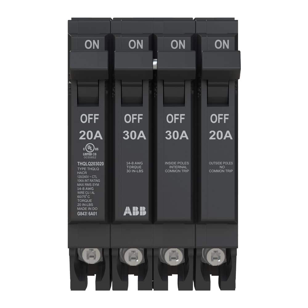 ABB 2-20 Amp Single-Pole 1-30 Amp Double-Pole Quad 120-Volt/240-Volt Circuit Breaker (THQLQ203020A)