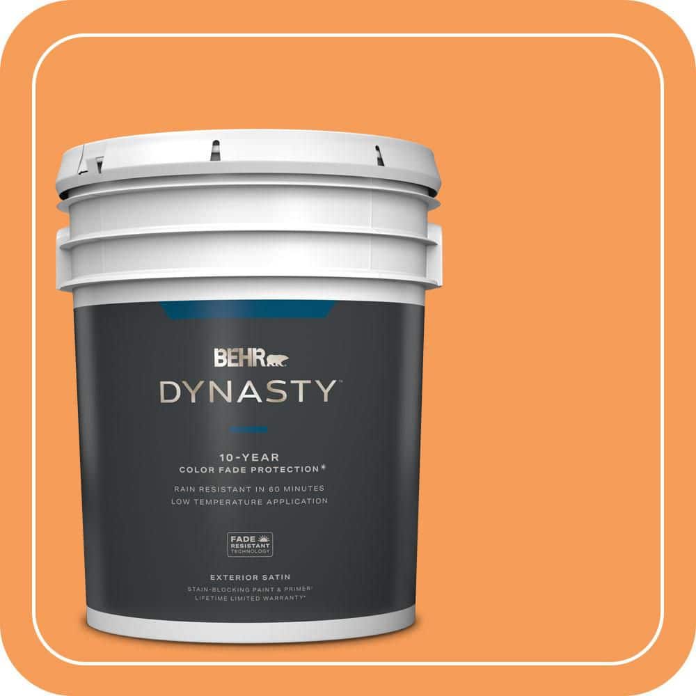 BEHR DYNASTY 5 gal. #P220-6 Bergamot Orange Satin Enamel Exterior Stain-Blocking Paint & Primer