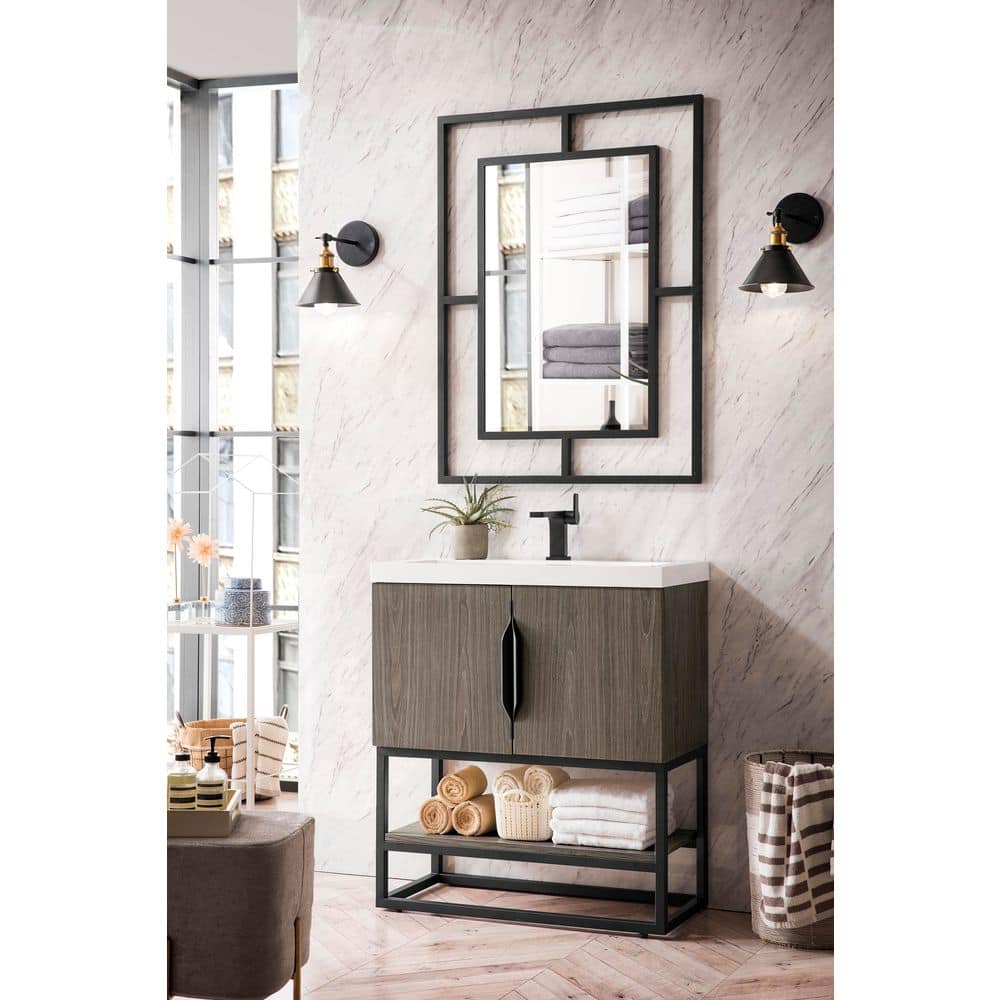 James Martin Vanities Columbia 31.5 in. W. x 15.4 in. D x 33.4 in. H Single Bath Vanity Cabinet Without Top in Ash Gray (1)