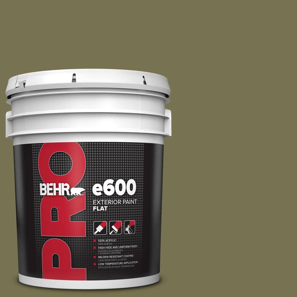 BEHR PRO 5 gal. #S350-6 Truly Olive Flat Exterior Paint (1)