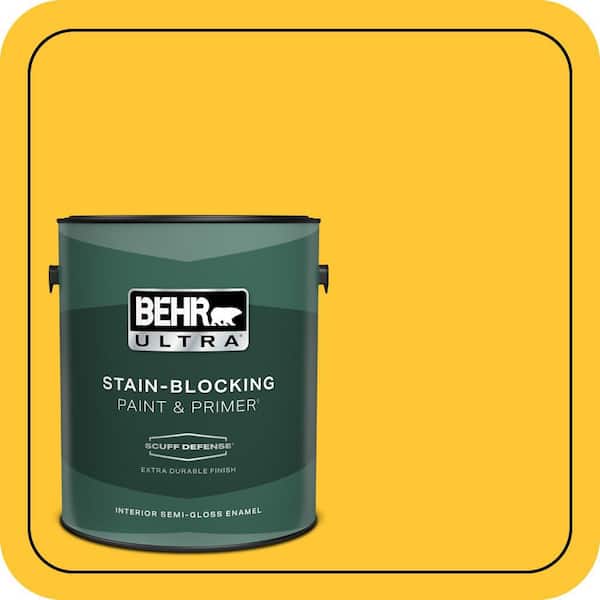 BEHR PREMIUM PLUS #330B-7 Sunflower Enamel Interior/Exterior Paint & Primer Color Sample (2)