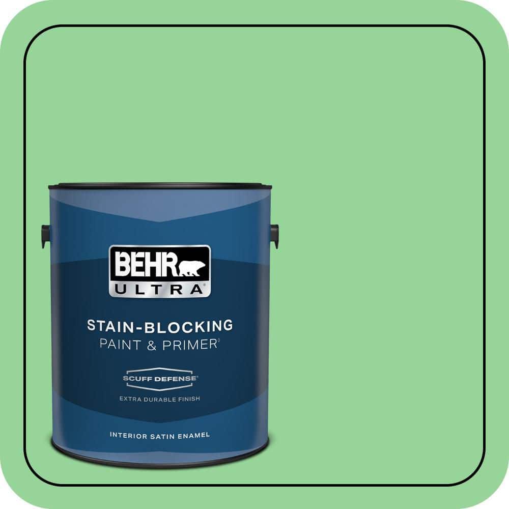 BEHR ULTRA 1 gal. #P390-4 Young Green Extra Durable Satin Enamel Interior Paint & Primer