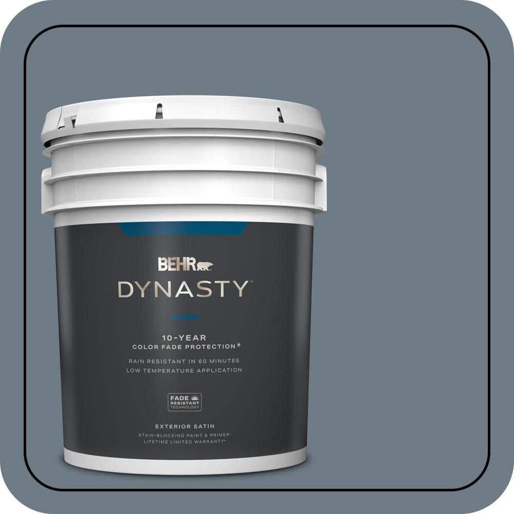 BEHR DYNASTY 5 gal. #N490-5 Charcoal Blue Satin Enamel Exterior Stain-Blocking Paint & Primer