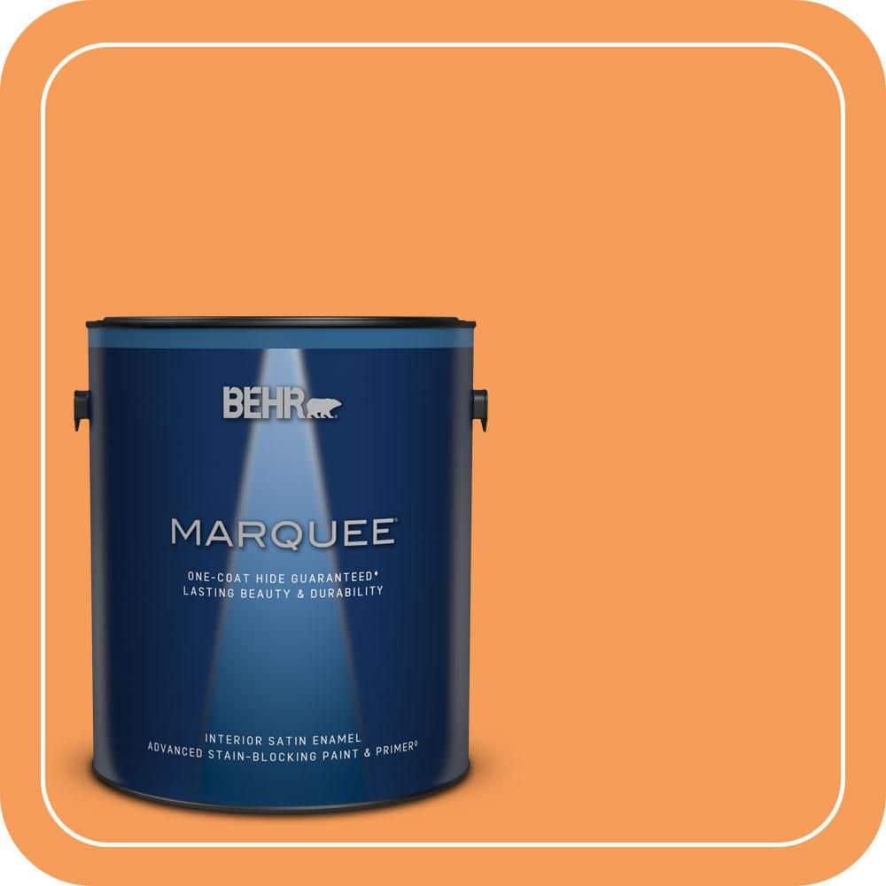 BEHR MARQUEE 1 gal. #P220-6 Bergamot Orange Satin Enamel Interior Paint & Primer