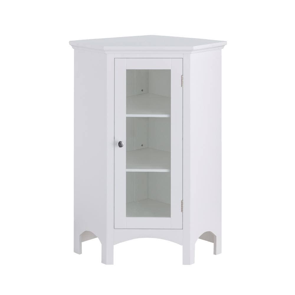 Teamson Home Wilshire 27-7/8 in. W x 32 in. H x 16-1/8 in. D Corner Bathroom Linen Storage Floor Cabinet in White (2)