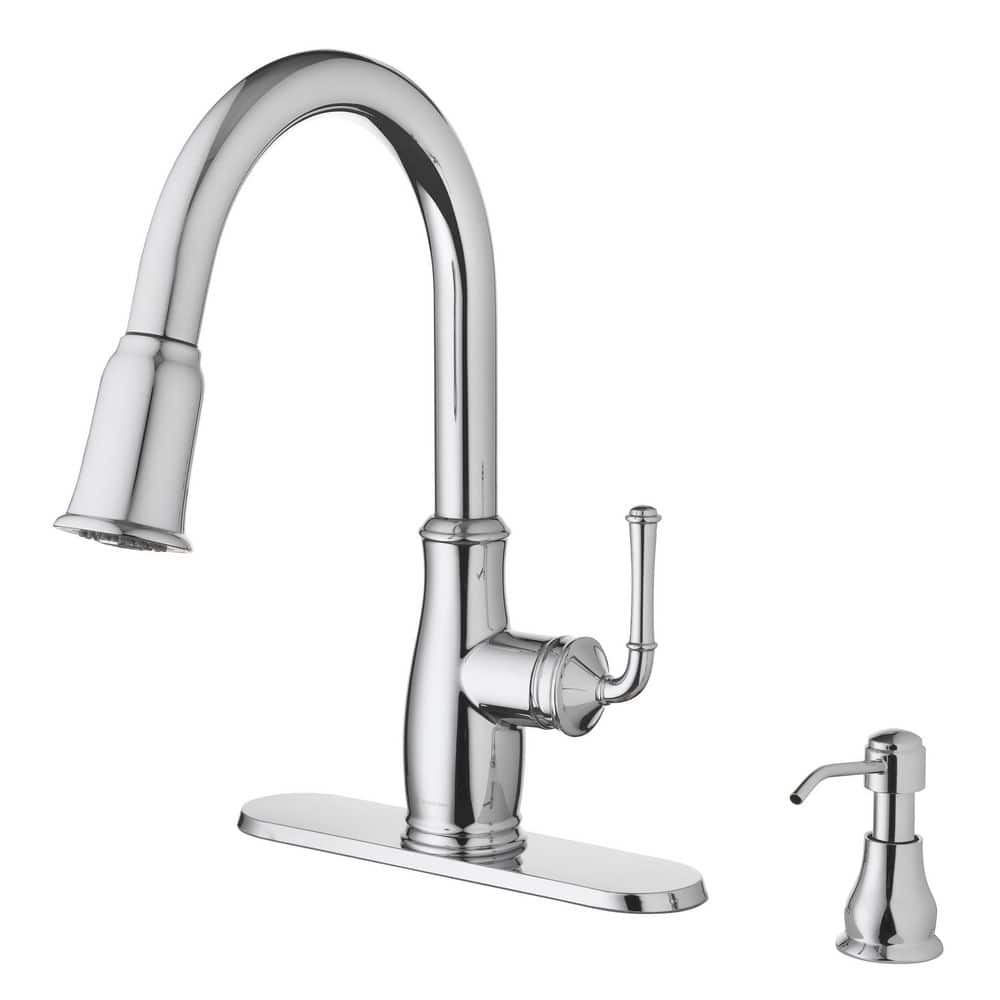 Glacier Bay Kagan Chrome 15 in. H Pull Down Sprayer Kitchen Faucet with 360° Swivel Spout (1)