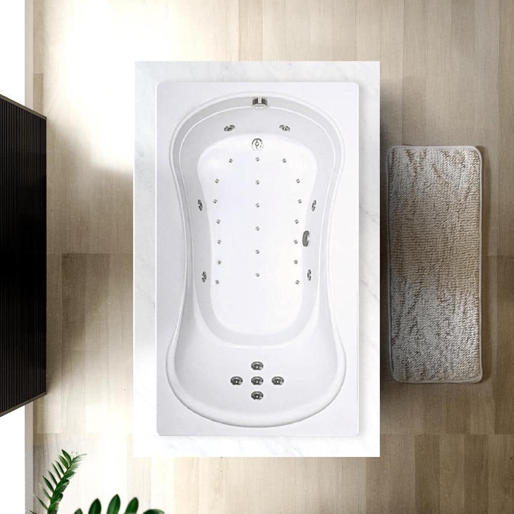 Comfortflo 72 in. x 42 in. Acrylic Rectangular Drop-in Whirlpool and Air Bathtub with Reversible Drain in White (3)