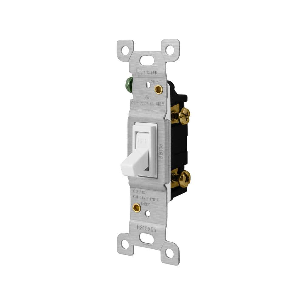 ENERLITES 15 Amp Single Pole Toggle Light Switch with Wall Plate, White (3-Pack) (1)