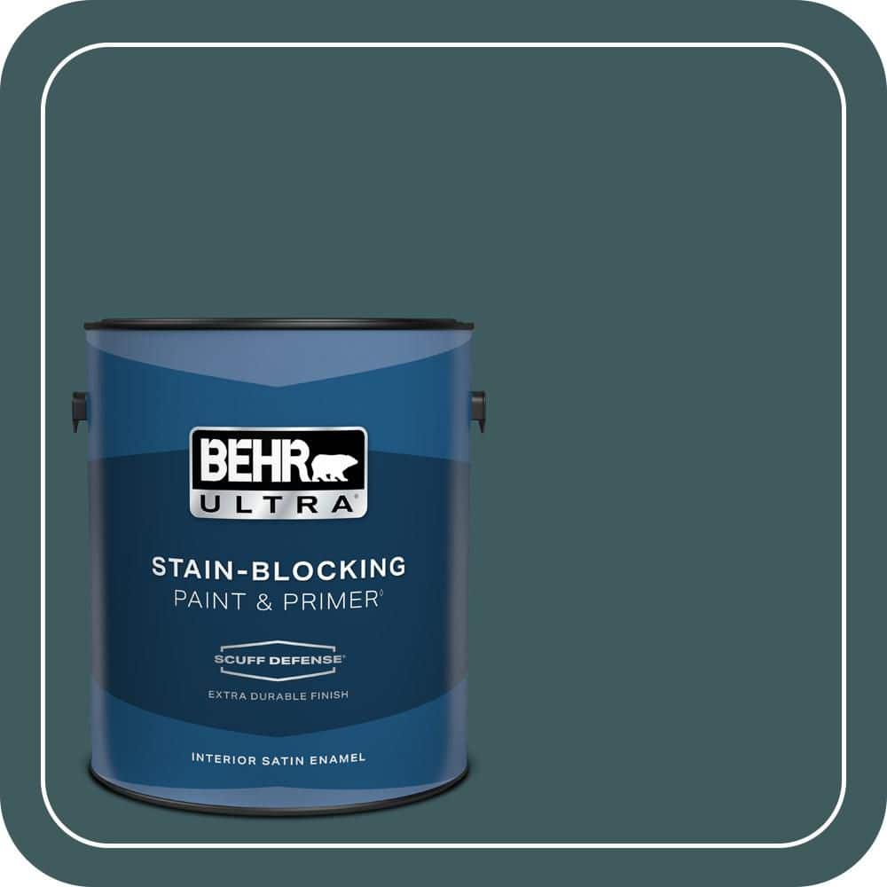 BEHR ULTRA 1 gal. #510F-7 Teal Forest Extra Durable Satin Enamel Interior Paint & Primer