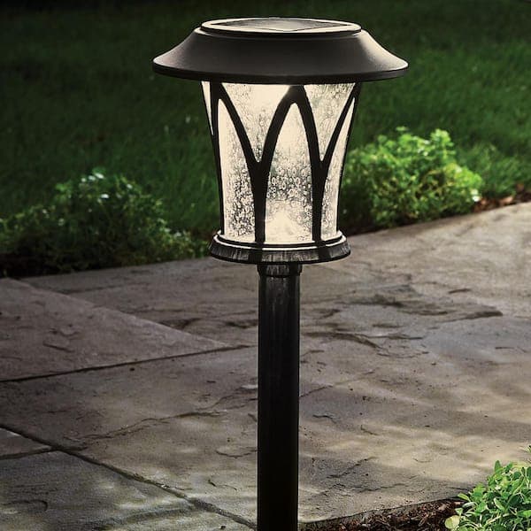 Hampton Bay Naples Black Solar Integrated LED Weather Resistant Path Light