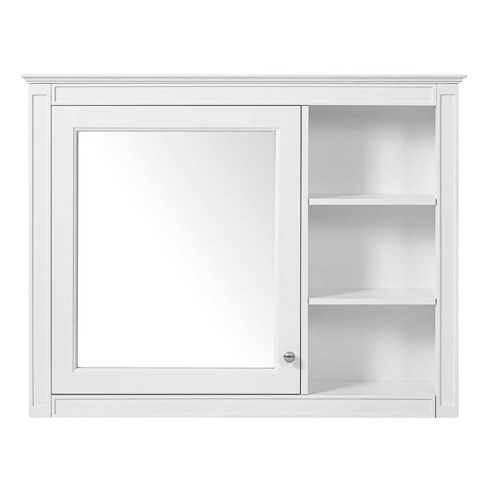 Tahanbath 6.70 in. W x 36.00 in. D x 28.00 in. H Bathroom Storage Wall Cabinet in White with Mirror 1-adjustable Shelf (1)