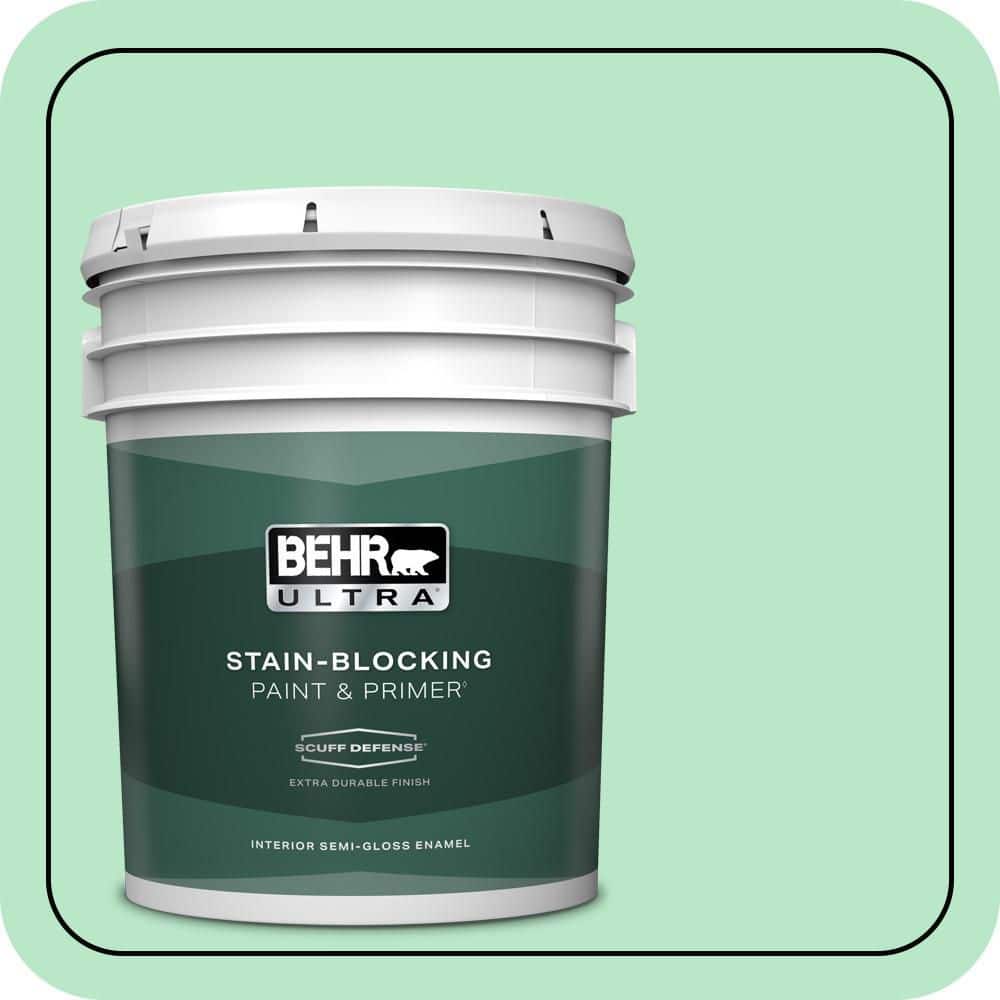 BEHR ULTRA 5 gal. #460A-3 Canton Jade Extra Durable Semi-Gloss Enamel Interior Paint & Primer