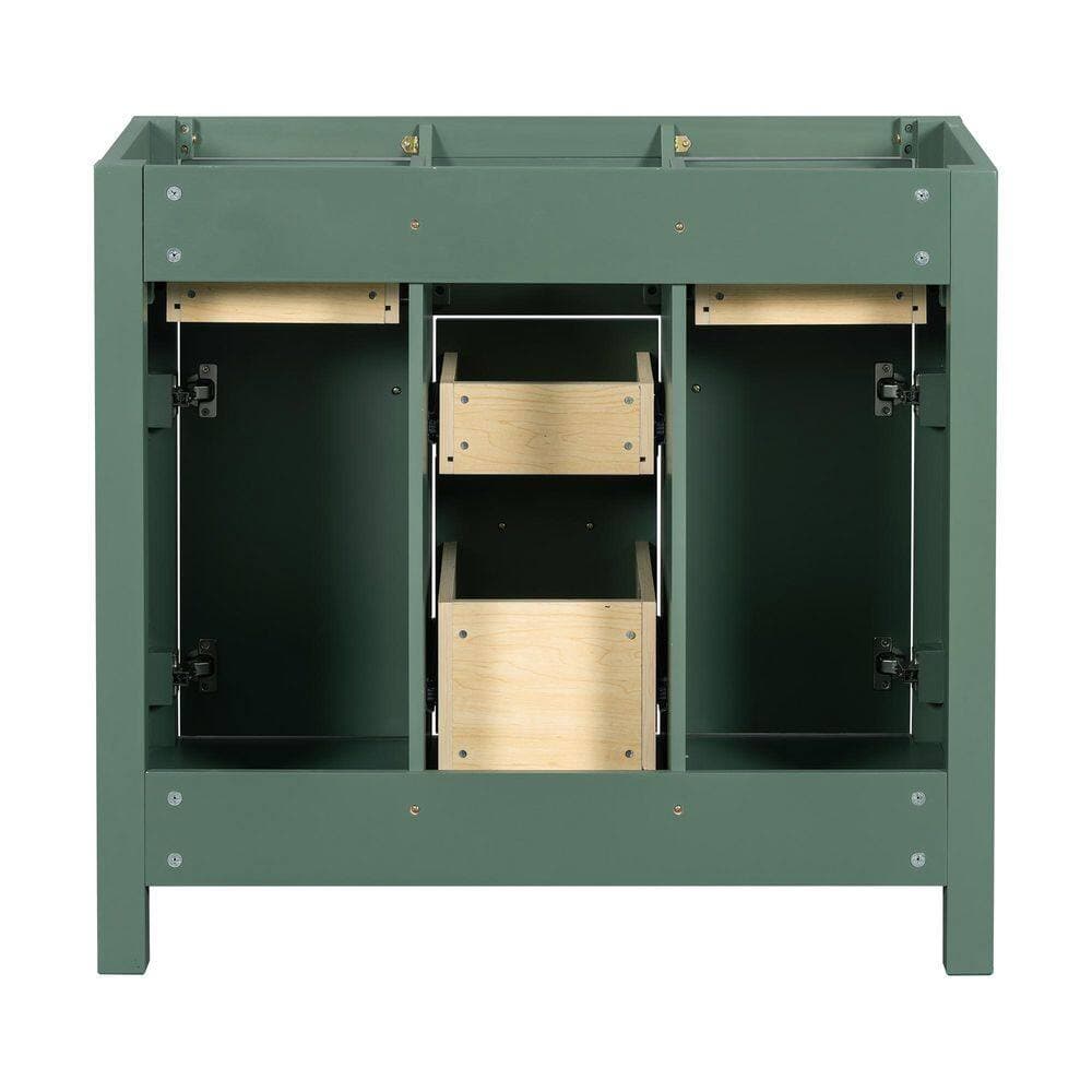 Noble House Darnix 35.51 in. W Modern Freestanding Bath Vanity Cabinet without Top in Green with 4 Drawers and Soft-Close Doors (3)