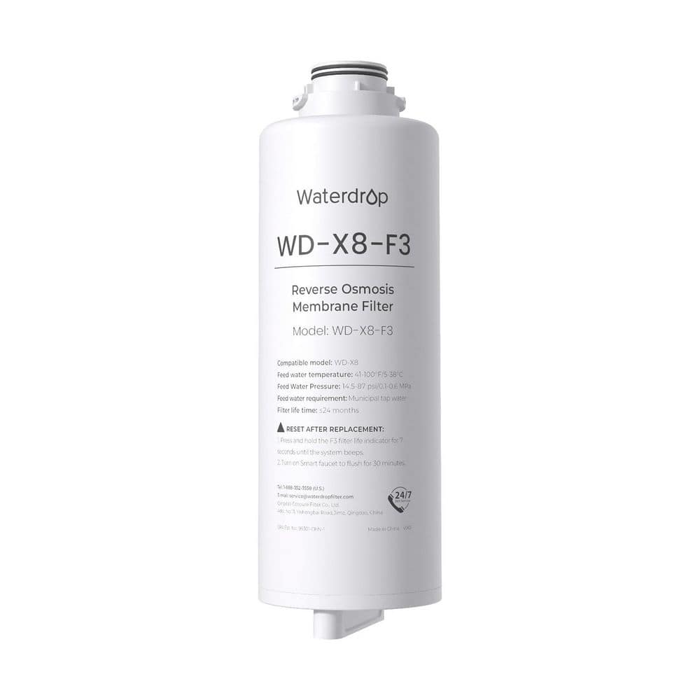 Waterdrop WD-X8-F3 Filter, Replacement for WD-X8-Alkaline 800 GPD Reverse Osmosis System, 24-Month Lifetime, Reduce PFAS