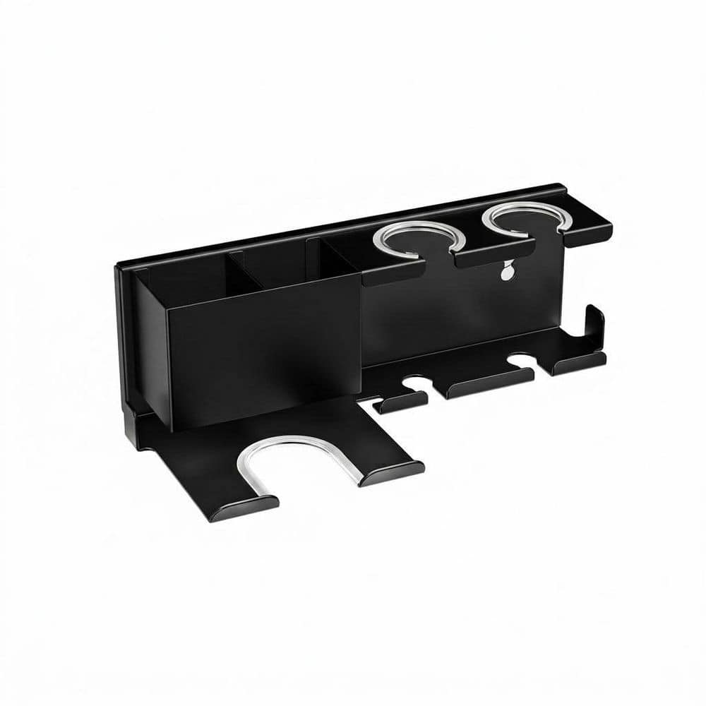 Anqtovp 12.5 in Wall Mounted Easy Installation Hair Tool Organizer in Black for Bathroom Blow Dryer Curling Iron Storage (1)