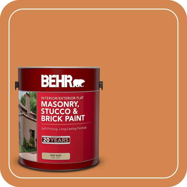 BEHR 1 gal. #PPU3-3 Flaming Torch Flat Interior/Exterior Masonry, Stucco and Brick Paint (2)