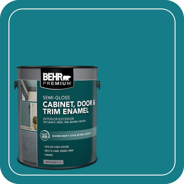 BEHR PREMIUM 1 gal. #PPU13-01 Caribe Semi-Gloss Enamel Interior/Exterior Cabinet, Door & Trim Paint (2)