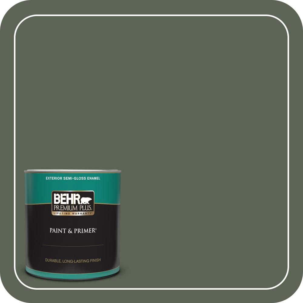 BEHR PREMIUM PLUS 1 qt. #T13-16 Pine Cone Pass Semi-Gloss Enamel Exterior Paint & Primer