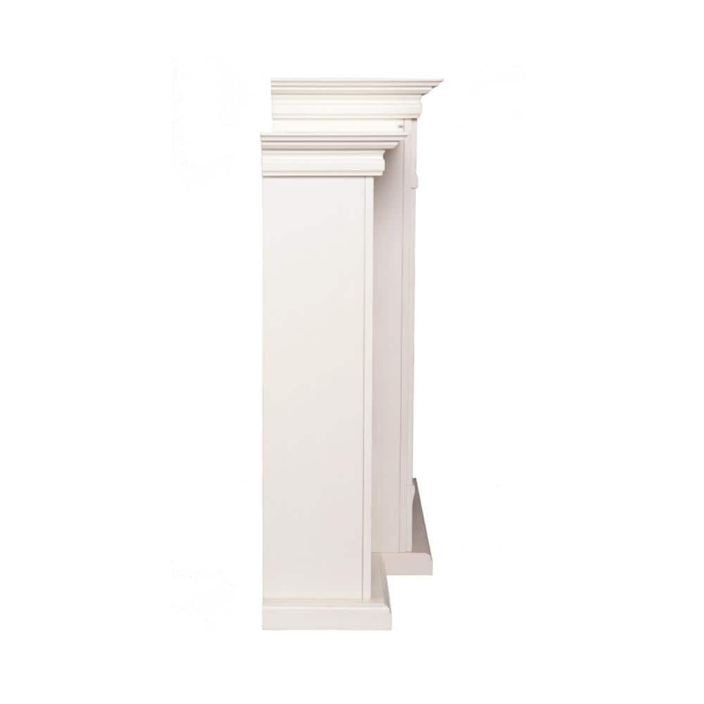 Southern Enterprises Jackson 70.25 in. Freestanding Electric Fireplace in Ivory with Bookcases (2)
