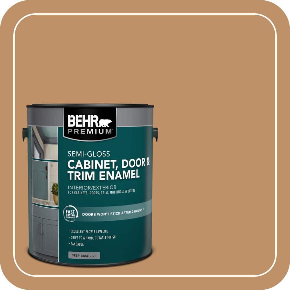BEHR PREMIUM 1 gal. #HDC-CL-15 Burnished Caramel Semi-Gloss Enamel Interior/Exterior Cabinet, Door & Trim Paint