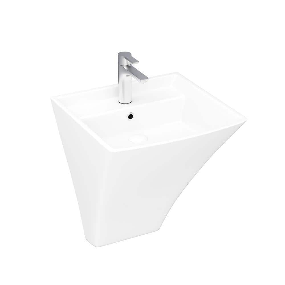 WS Bath Collections Free 23.6 in. Wall-Mounted Rectangular Bathroom Sink in Glossy White (1)