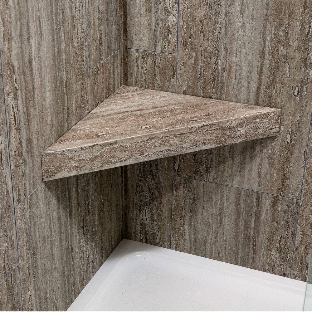 PALISADE 24.88 in. x 12.31 in. Vinyl Waterproof Walk in Corner Shower Seat in Grecian Earth (3)