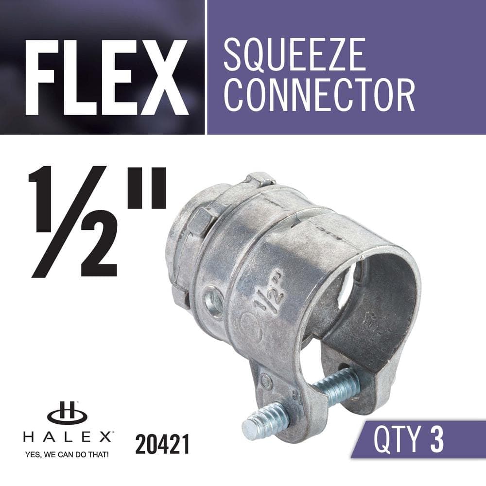 Halex 1/2 in. Flexible Metal Conduit (FMC) Squeeze Connector (3-Pack) (2)