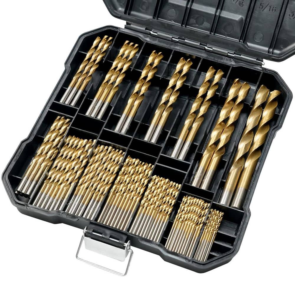 Unbranded 99 Pcs Titanium Coated High Speed Steel Twist Drill Bit Set with Hard Storage for Metal Wood Plastic (1-Pack) (2)