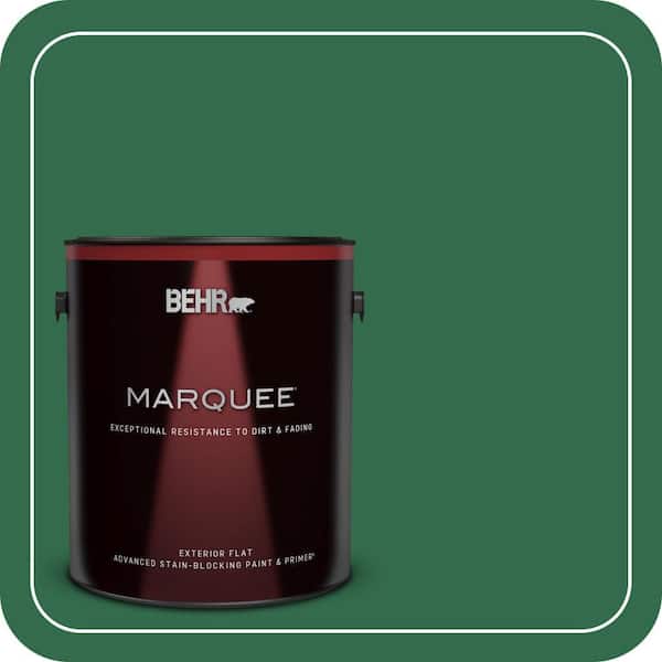BEHR MARQUEE 1 gal. #S-H-460 Chopped Chive Flat Exterior Paint & Primer (2)
