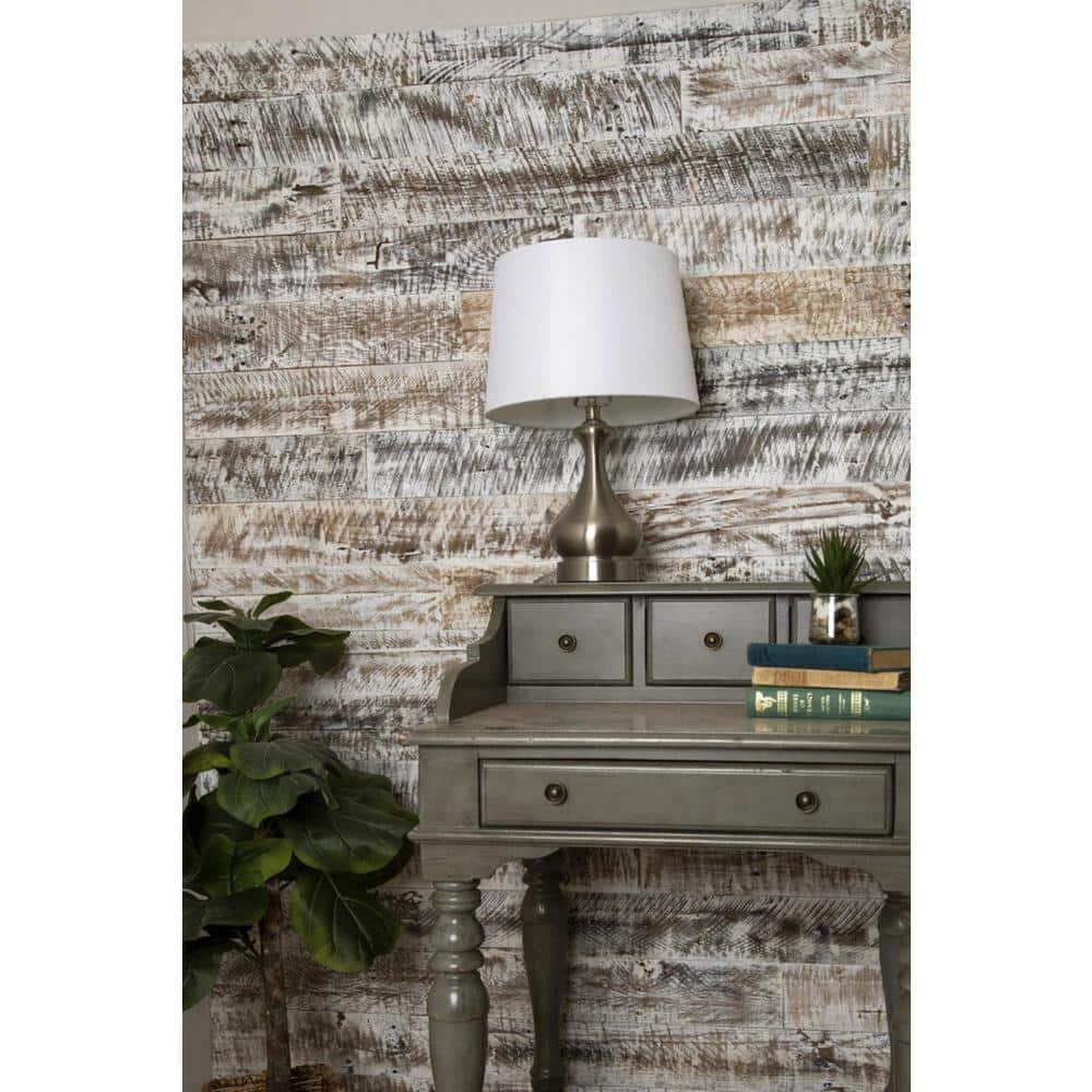 BARNLINE 0.5 in. T x 3 in. Colored Antique Wood Alpine White Square Edge Reclaimed Weathered Barn Wood Boards 10 sq. ft. (2)