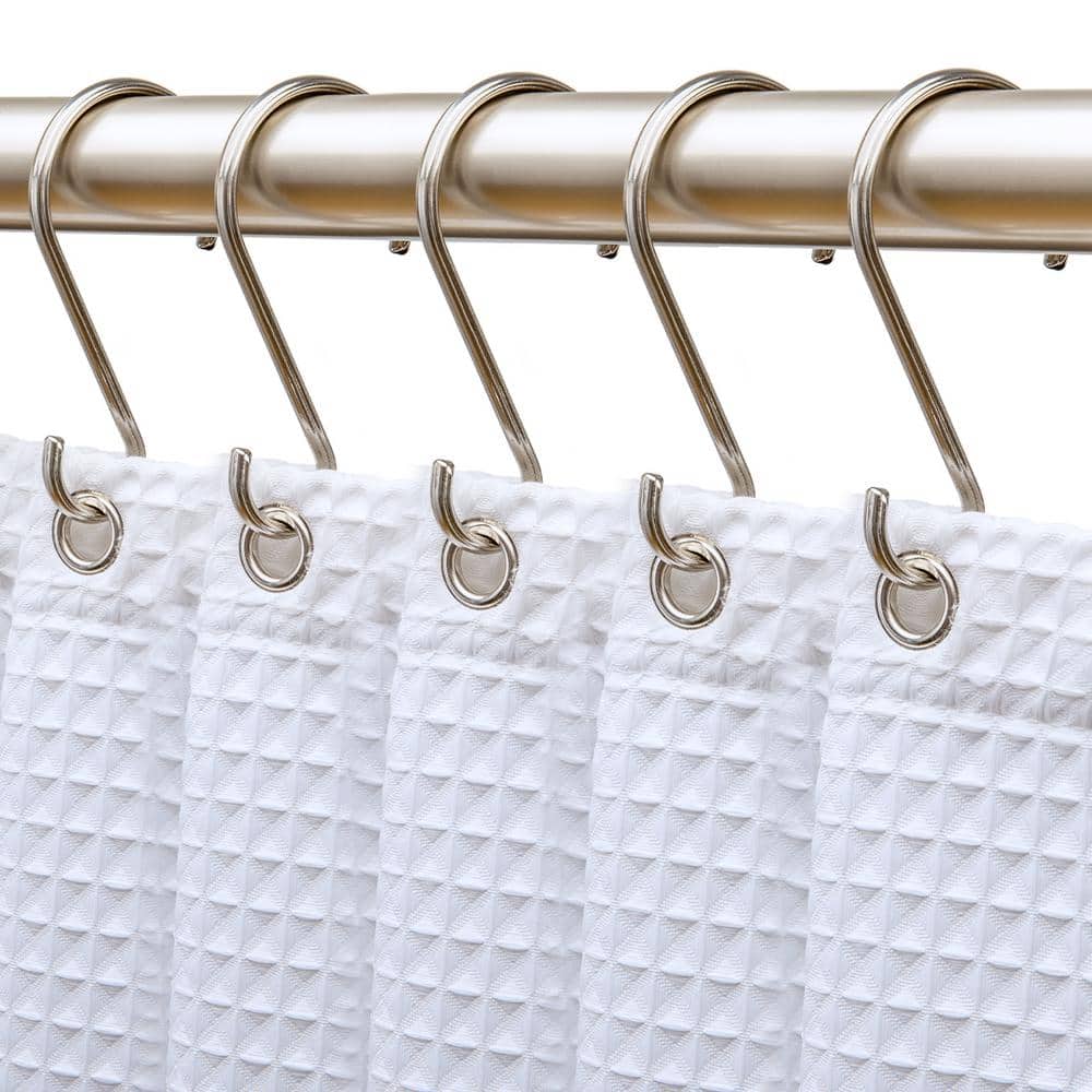 Utopia Alley Shower Rings, Rustproof Zinc Shower Curtain Hooks Rings, S Shaped Hooks for Shower Curtains in Brushed Nickel (1)