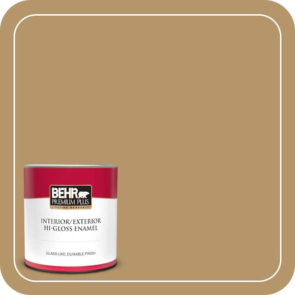 BEHR PREMIUM PLUS #BNC-15 Tapestry Gold Flat Interior/Exterior Paint & Primer Color Sample (4)