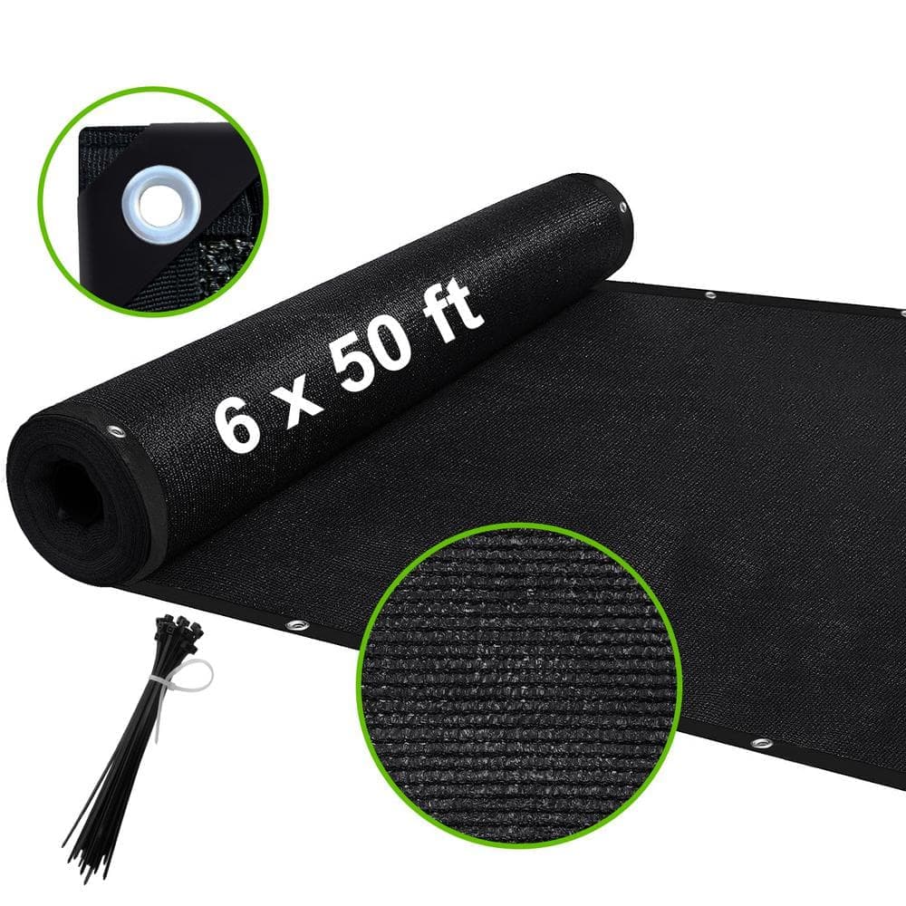 Shatex 6 x 50 ft. Privacy Fence Screen Heavy-Duty 90% Blockage Shade Cover Fencing Net for Wall Garden Gazebo Backyard Black