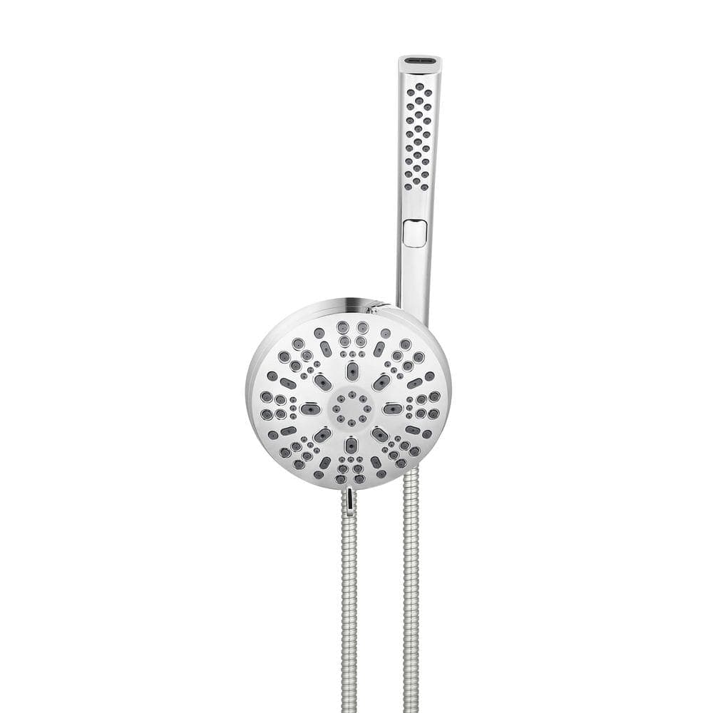Glacier Bay Massaging 8-Spray Wall-Mounted Dual Fixed and Handheld Shower Head in Chrome with Hair Wand with Clean Jet Spray (3)