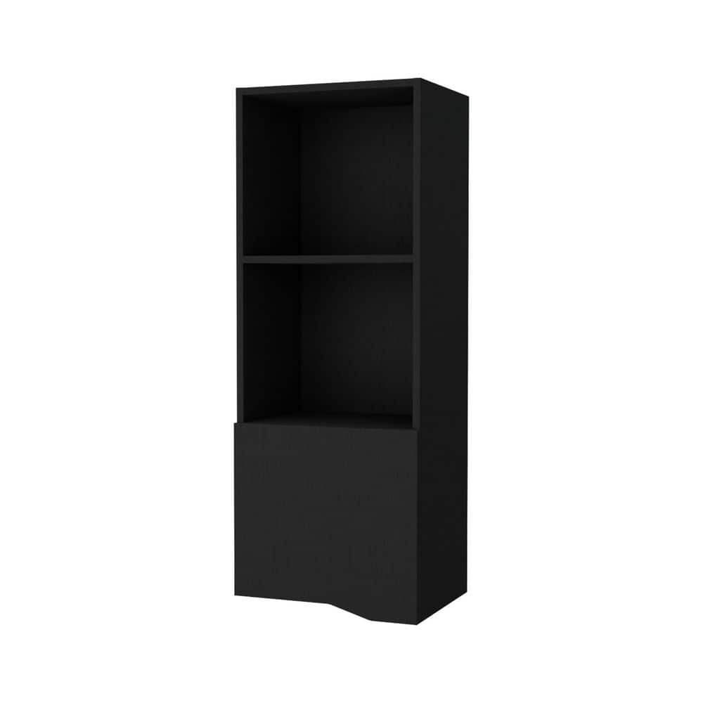 Tahanbath 16.10 in. W x 13.40 in. D x 43.30 in. H Bathroom Storage Wall Cabinet in Black with 3 Shelves and Door (1)