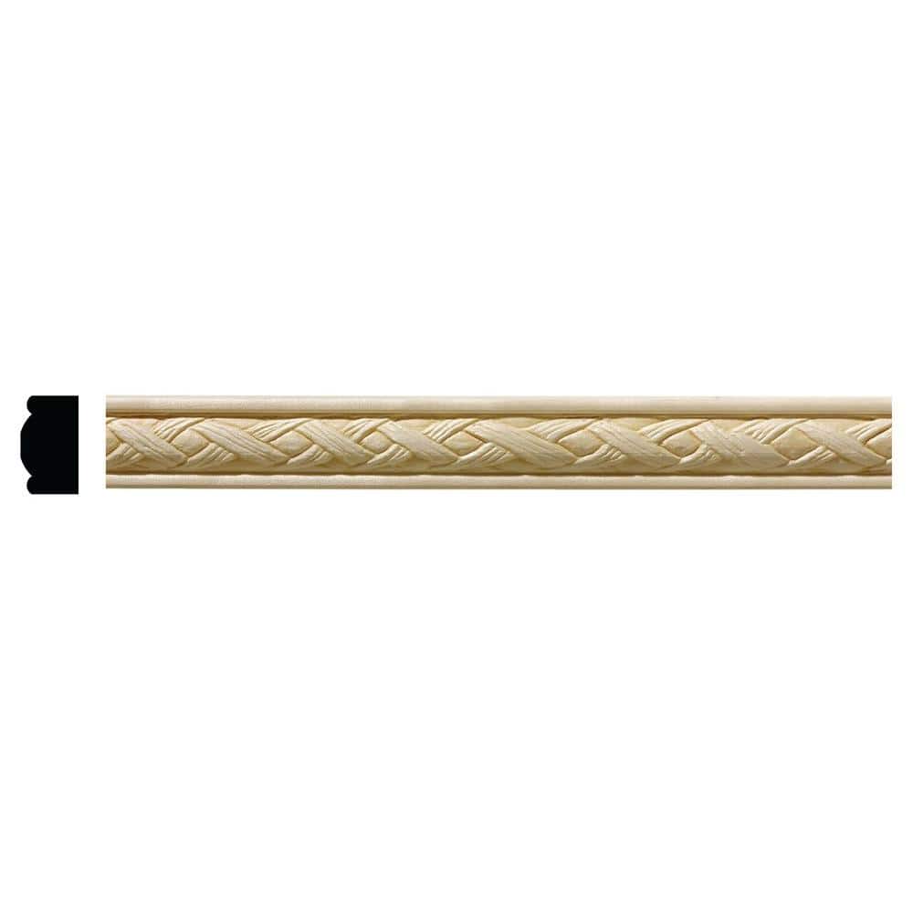 Ornamental Mouldings 7/16 in. x 3/4 in. x 96 in. Hardwood White Unfinished Loose Weave Trim Moulding (1)