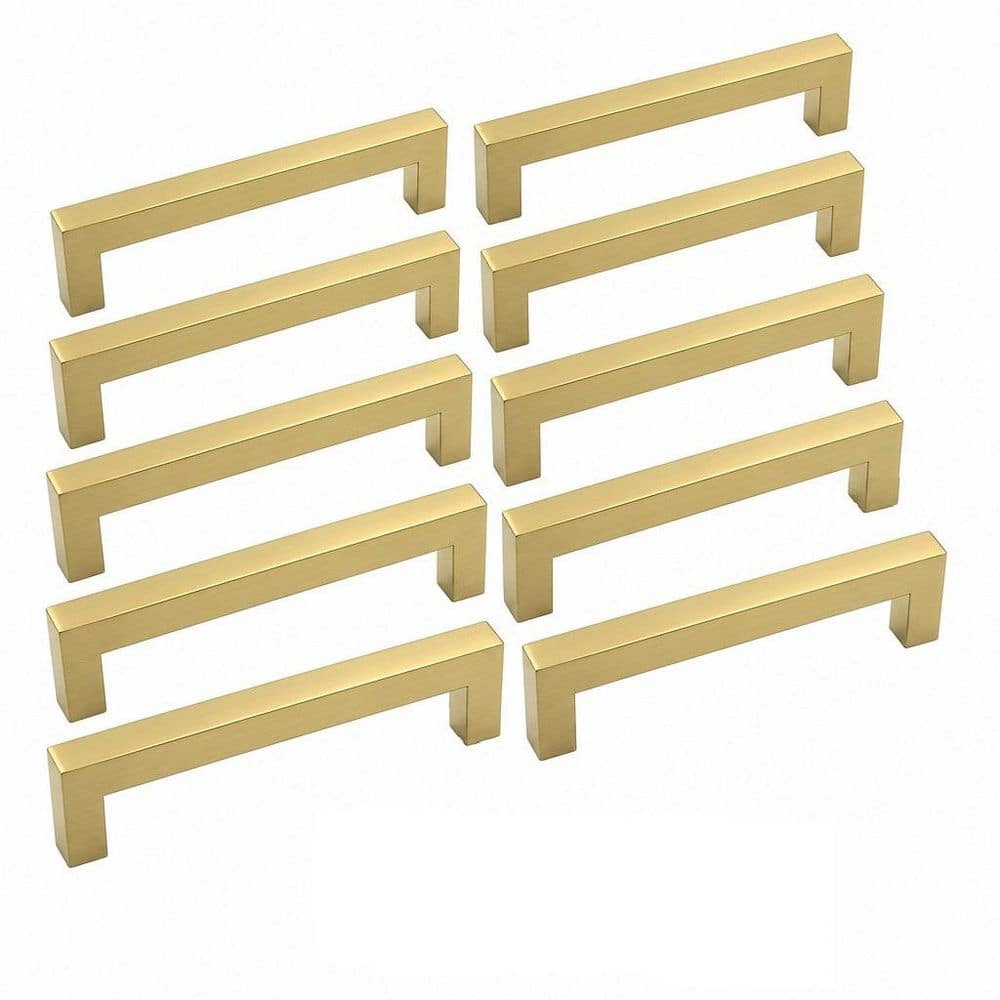Numhew 10-Pack 5 in. Cabinet Pulls in Brushed Gold, Drawer Pulls, Modern Cabinet Hardware Handles for Kitchen Cabinets (1)