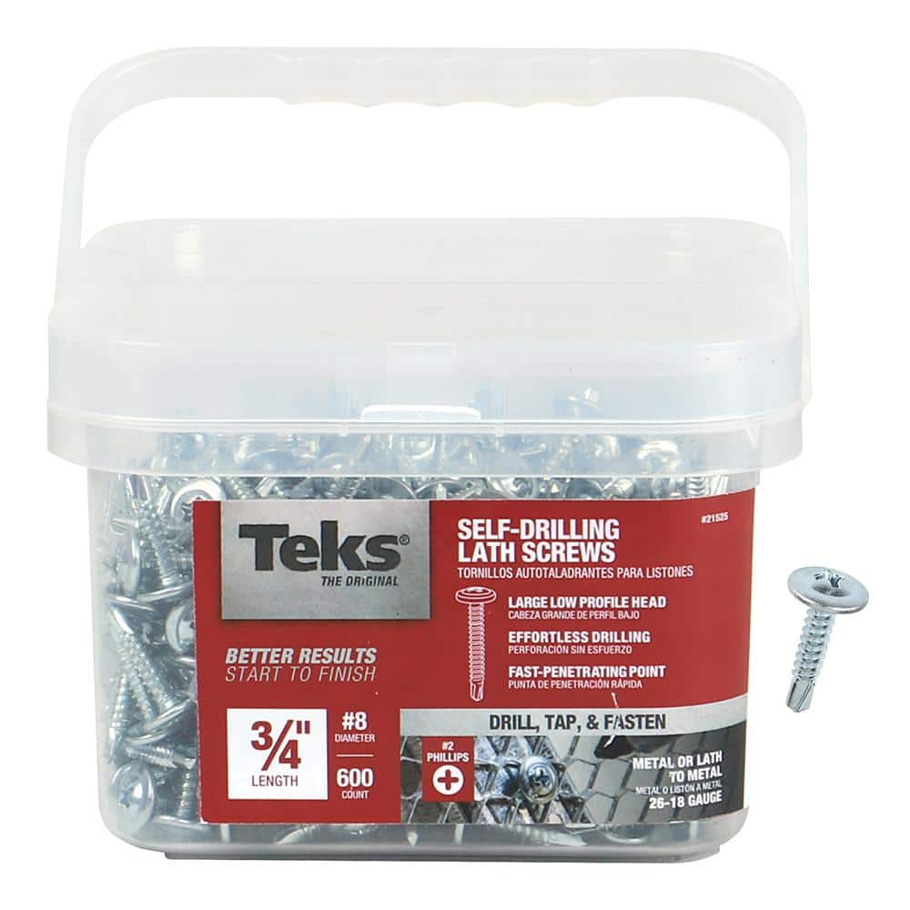 Teks 8-18 x 3/4 in. Phillips Truss Head Drill Point Lath Screws (600-Pack) (1)