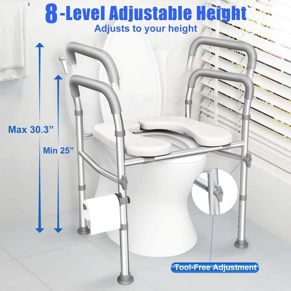 Numhew Raised Toilet Seat with Handles for Elderly, Pregnant, and Disabled, 8-Level Height and 3-Level Width Adjustment (2)