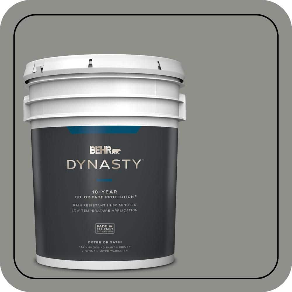 BEHR DYNASTY 5 gal. #PPU24-20 Letter Gray Satin Enamel Exterior Stain-Blocking Paint & Primer