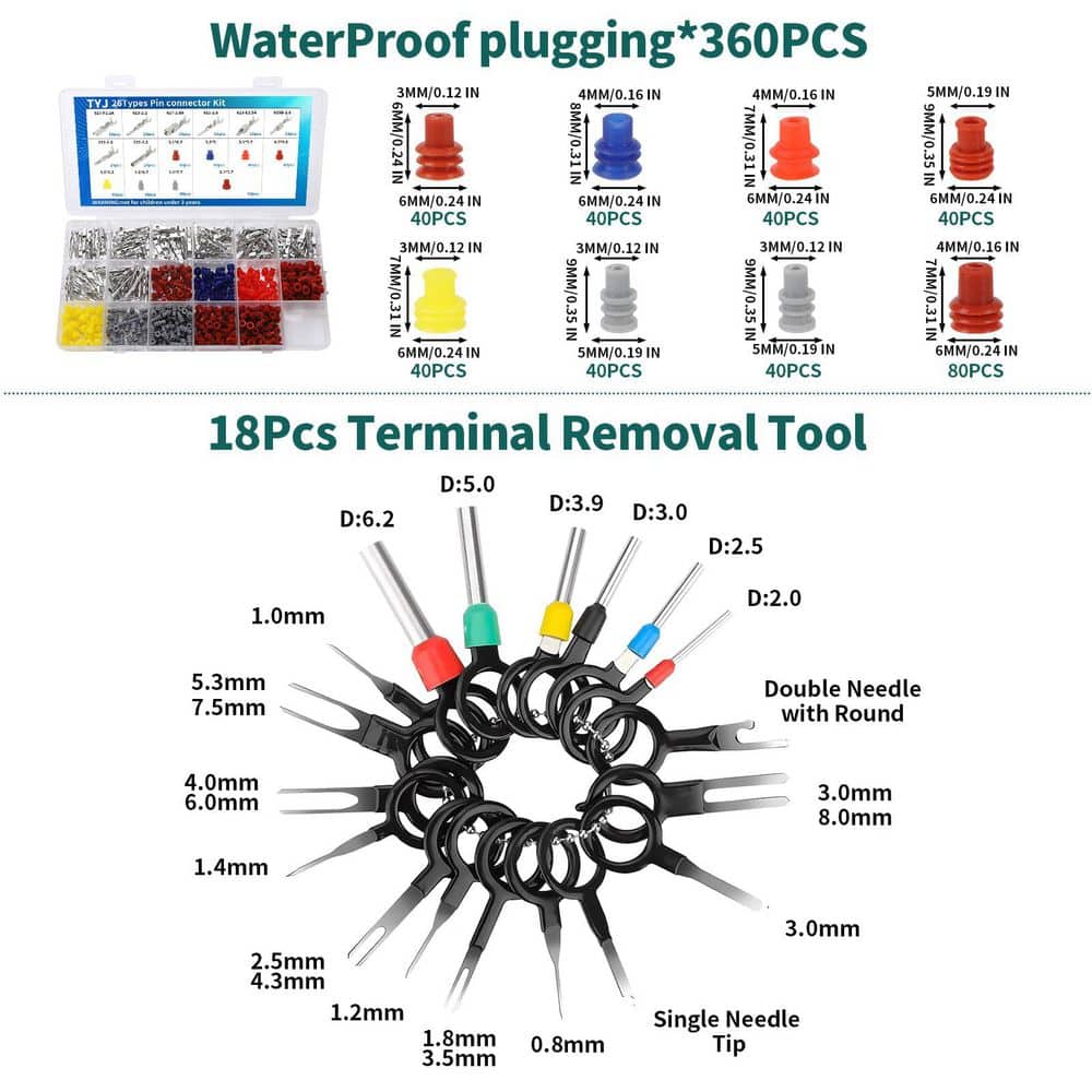 Unbranded 812Pcs Pin Connector Kit with Crimping Pliers Terminal Pin Plug Removal Wire Pins Automotive Electrical (3)