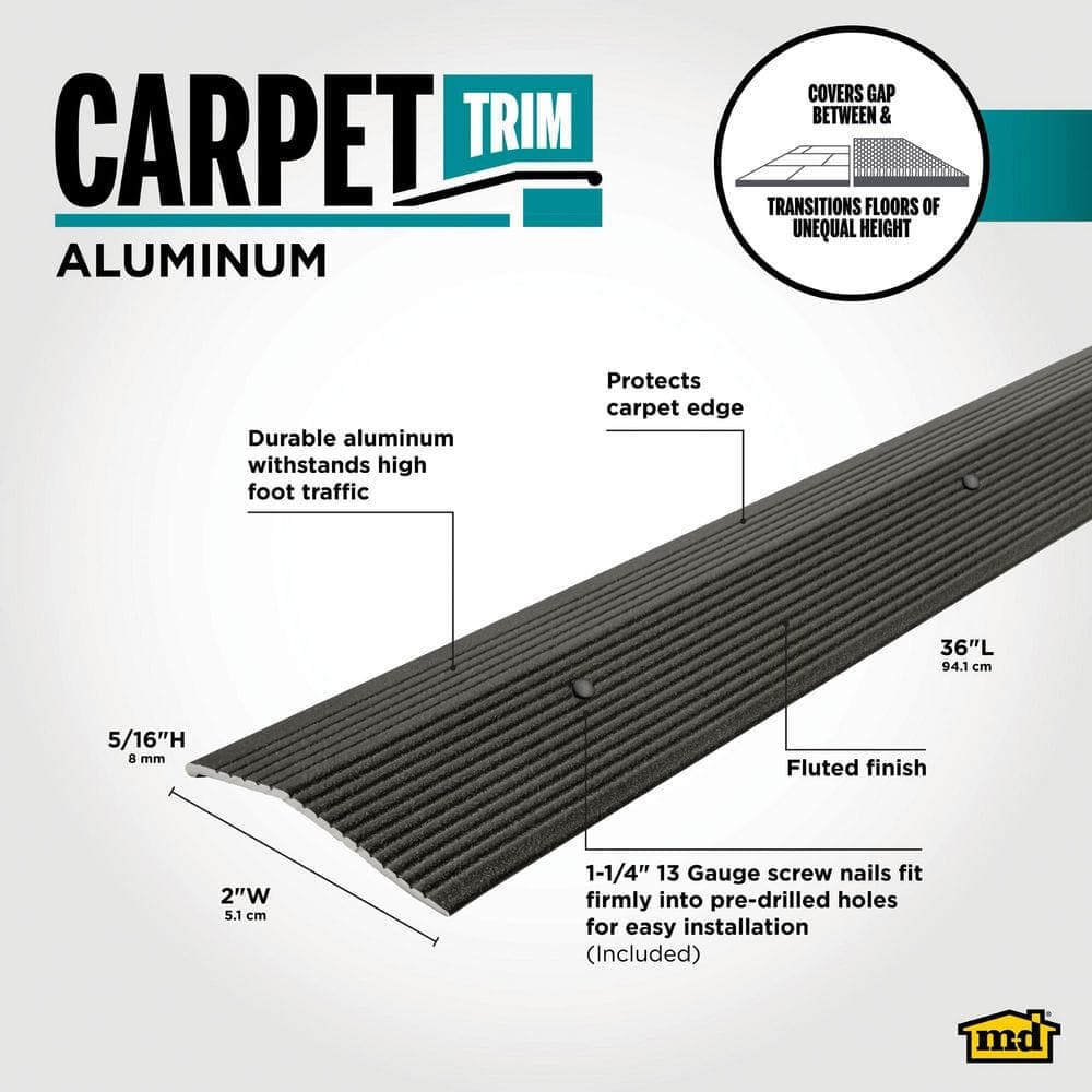 M-D Building Products 2"X 36" MOCHA ALUMINUM CARPET TRIM W/SCREW NAILS (3)