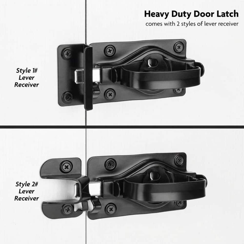 Unbranded Gate Door Latch Dual-Sided Operation Heavy Duty Steel Black Enhanced Security Lock for Inward Outward Gates (3)