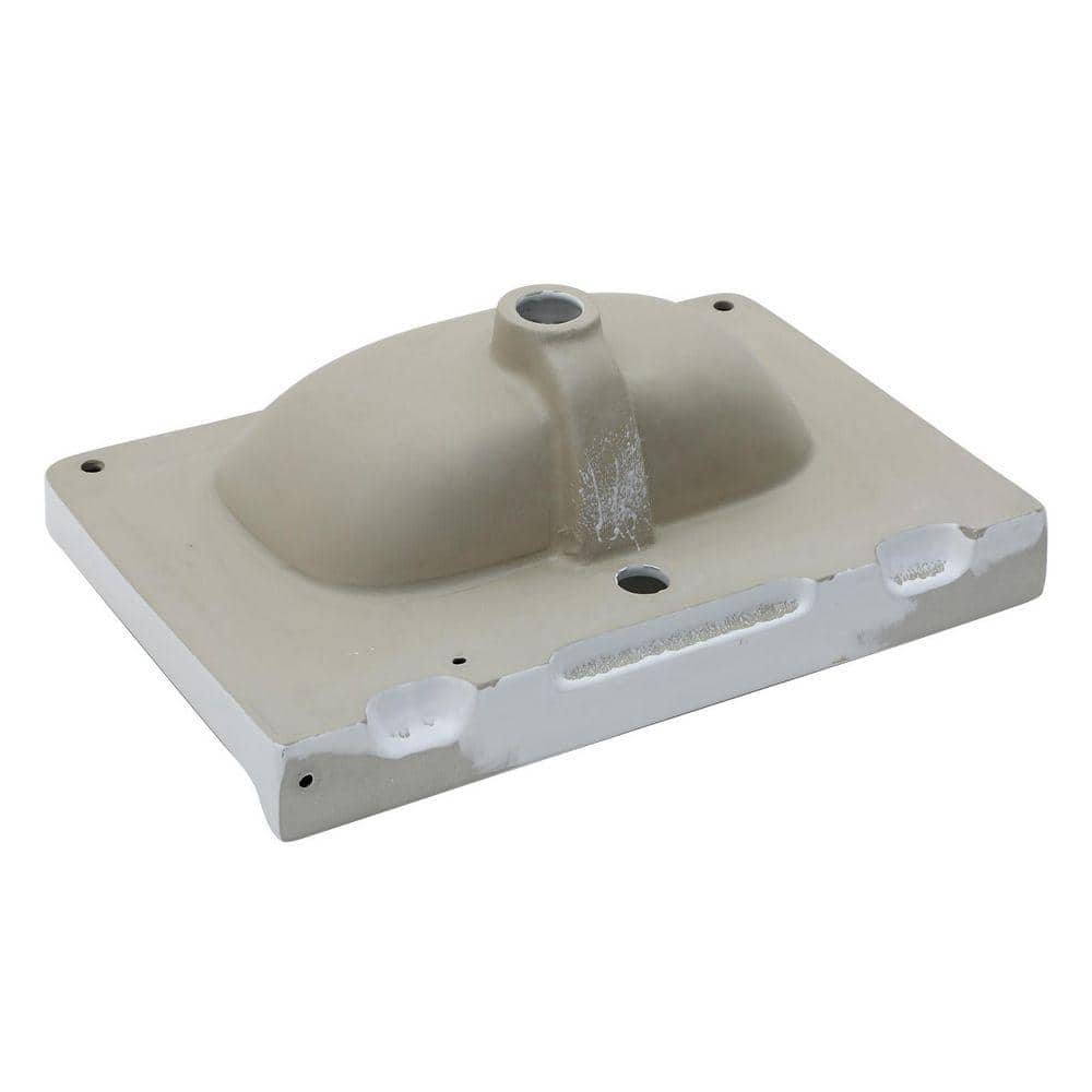 Unbranded 24 in Wall-Mounted Rectangular Bathroom Sink in White Ceramic with Black Towel Bar and Overflow (2)