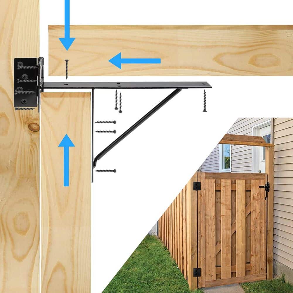 Afoxsos Heavy Duty Steel Black Adjustable No Sag Fence Gate Kit for Wooden Fence Windows Shed Doors (3)