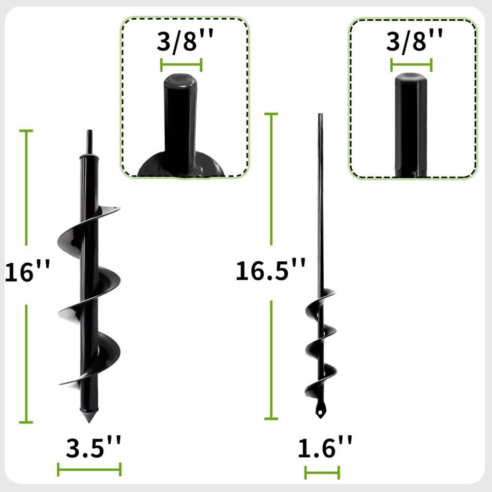 Unbranded Auger Drill Bit 3.5x16 in and 1.6x16.5 in Heavy Duty Spiral Auger for Cordless Drill Bulbs Flowers Vegetables (3)